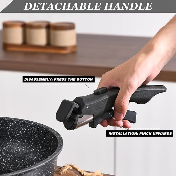 Pots and Pans Set, Nonstick Detachable Handle Cookware Set, Induction Kitchen - Image 3