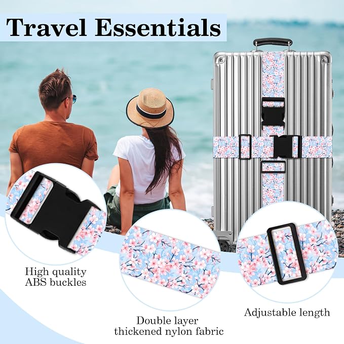 Cherry Blossoms Luggage Straps for Suitcases TSA Approved, Luggage Identifiers - Image 3