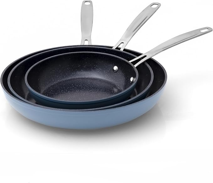 Nuwave 3-Piece Fry Pan Set, 12” Forged Lightweight, G10 Healthy Duralon Blue - Image 6