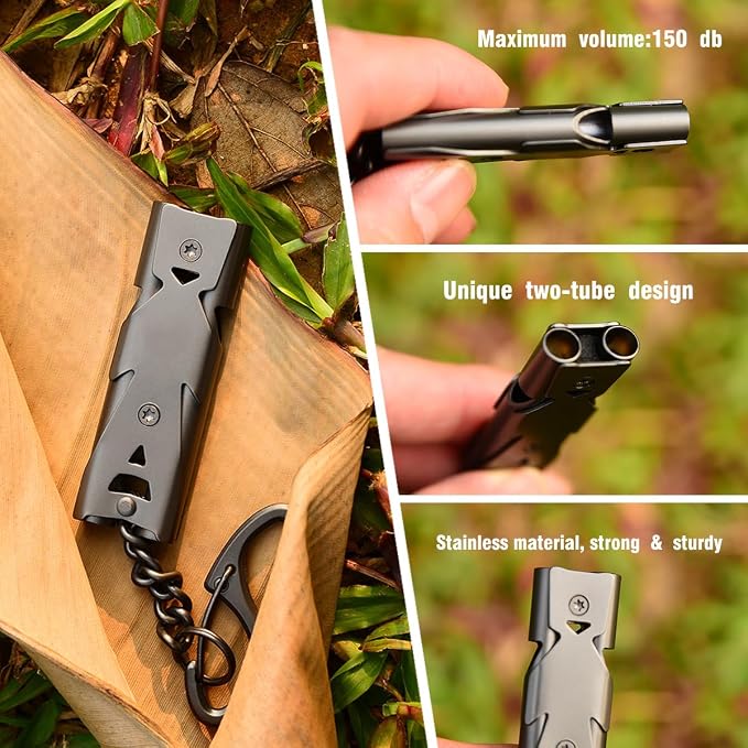 Whistle Emergency Whistles Keychain Rape Whistle Stainless Steel High Decibel - Image 4