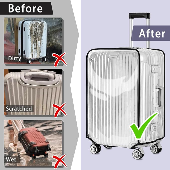 Yotako Clear PVC Suitcase Cover Protectors 24 Inch Luggage Cover - Image 8