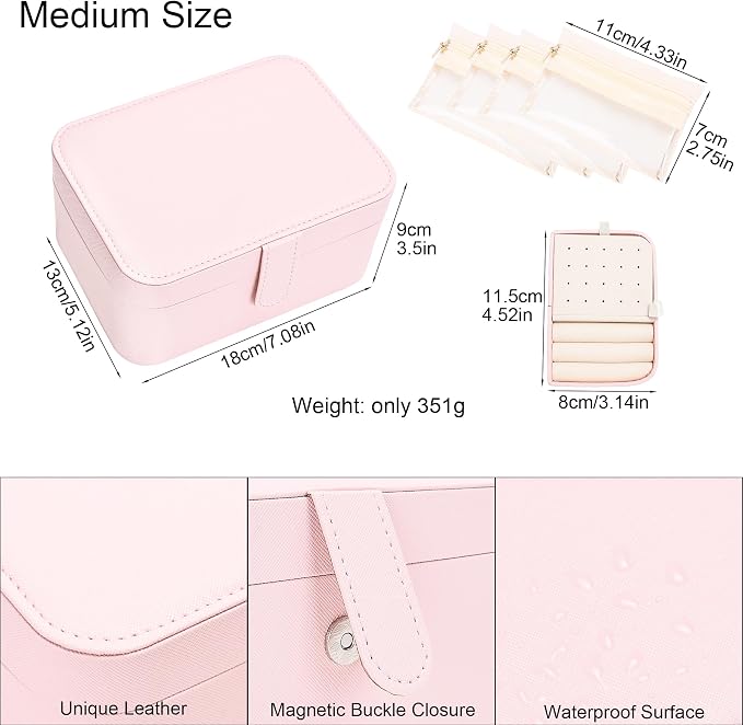 2 Layer Portable Jewelry Box, Large Jewelry Travel Case - Image 2