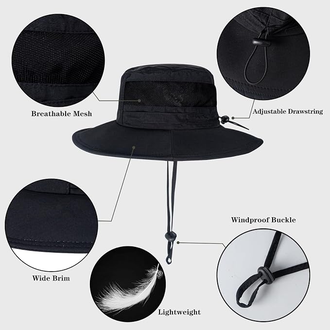Sun Hat for Men/Women, UPF 50+ Fishing Hat, Waterproof Wide Brim Bucket Hat - Image 3