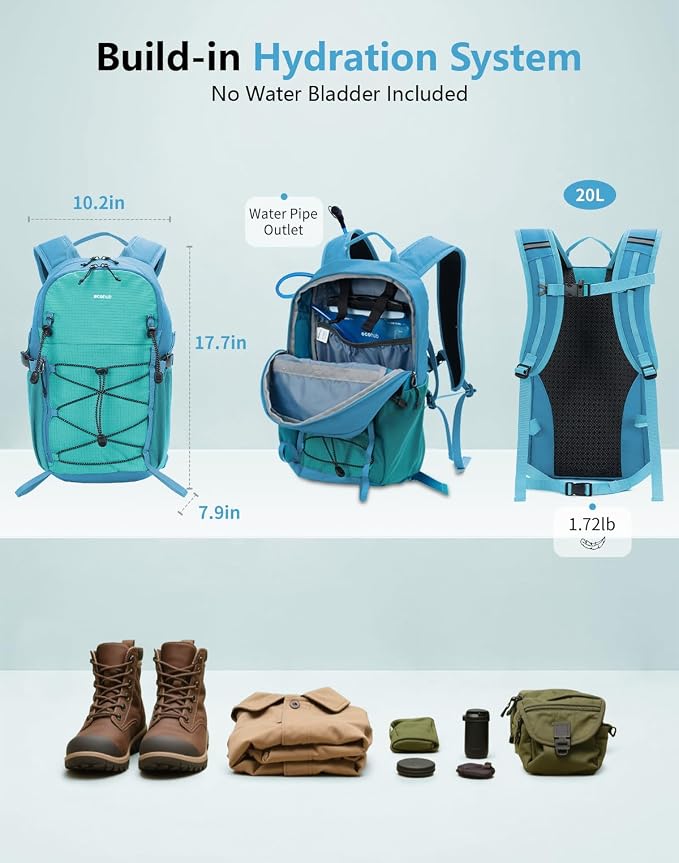 ECOHUB Small Hiking Backpack for Men Women, 20L Lightweight Travel Backpacks - Image 4