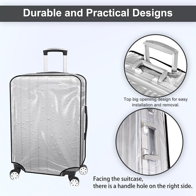 Suitcase Cover for 28" Luggage TSA Approved Clear PVC Thickened Protective - Image 4