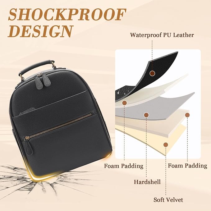 Small Camera Backpack, Classic PU Leather - Image 5