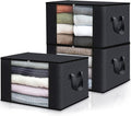 Fab totes 3 Pack Clothes Storage, Foldable Thick Fabric Blanket Storage Bags by Fabtotes