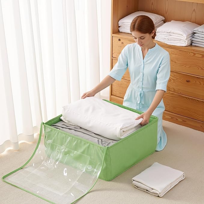 Clothes Storage Bags, Foldable Thick Fabric Blanket Storage Bags, Large Clear - Image 8