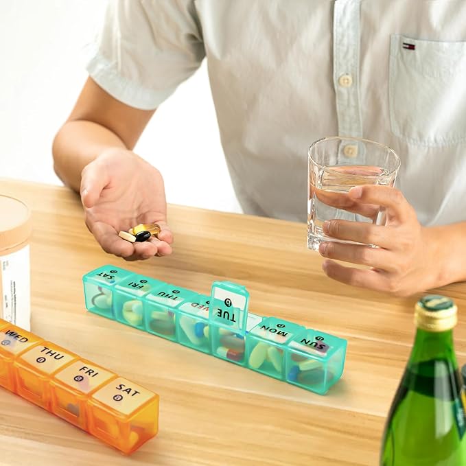 2-Pack Large Weekly Pill Organizer, 7 Day Pill Cases Organizers Once A Day - Image 7
