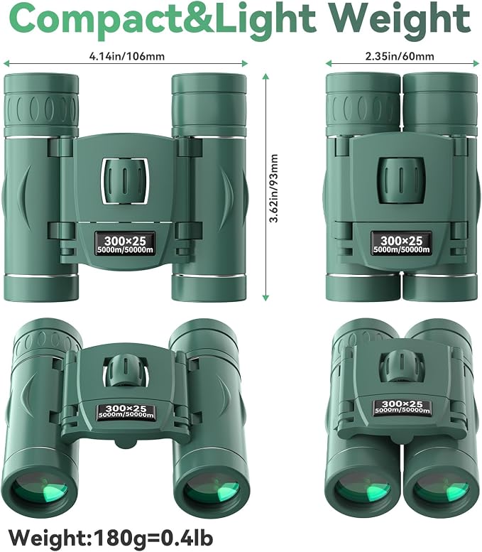 300x25 Binoculars for Adults and Kids, High Powered Mini Pocket Binoculars - Image 2