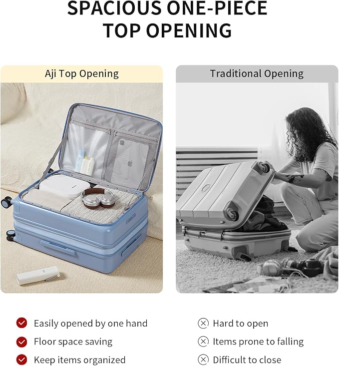 aji Expandable Top Open 24 Inch Checked Luggage - Image 4