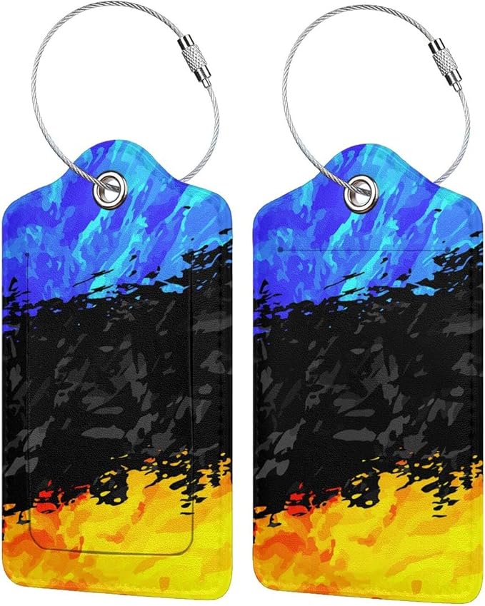 Blue Black Yellow Abstract Bag Tags by OUZPGAQ