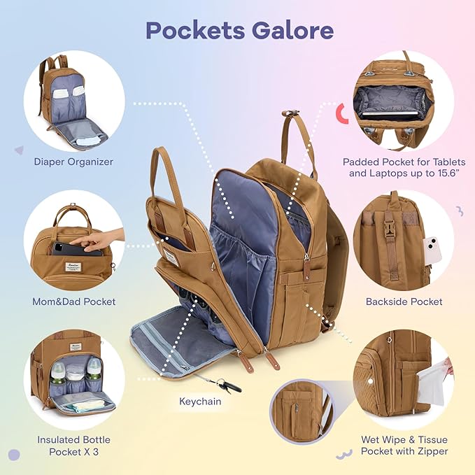 RUVALINO Diaper Bag Backpack, Large Capacity, Waterproof - Image 2