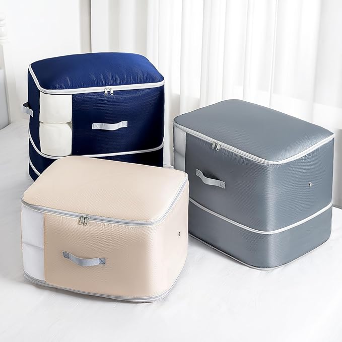 Comforter Storage Bag - 130L Large Capacity Blanket Storage Bags 3-Layer Ultra - Image 8