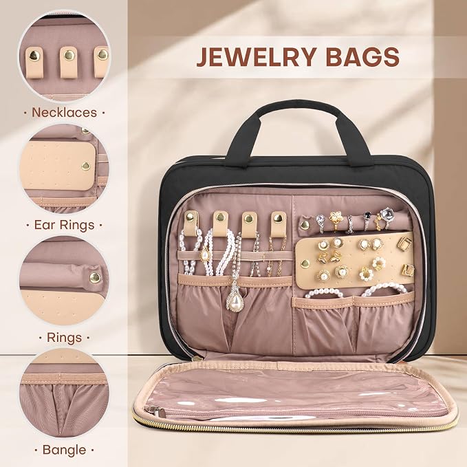 8L Travel Toiletry Bag with Jewelry Organizer - Image 3