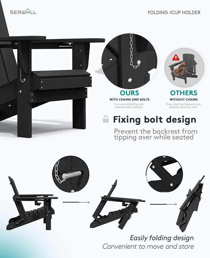 SERWALL HDPE Folding Adirondack Chair - Image 6