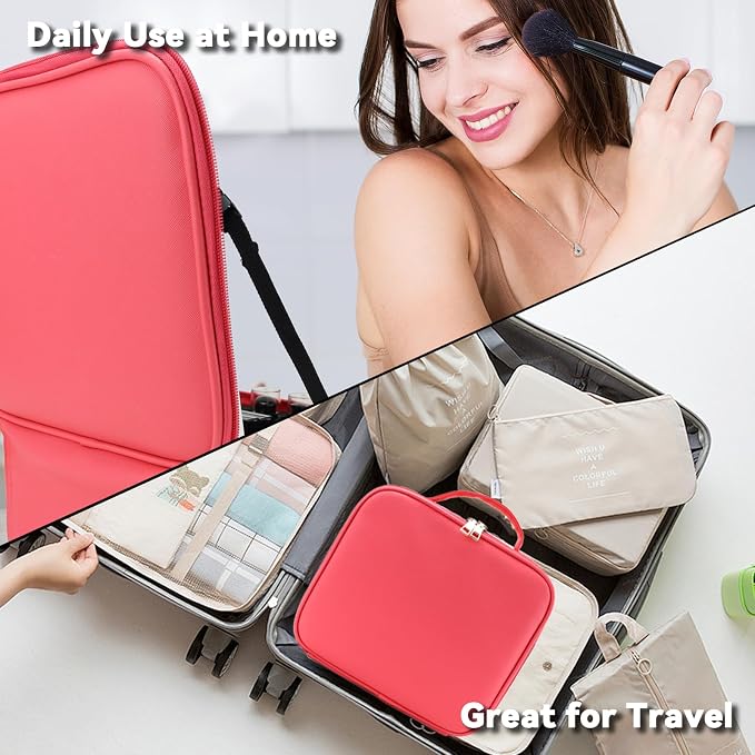 Travel Makeup Bag with LED Mirror and 10x magnifying glass with 3 Lighted - Image 6