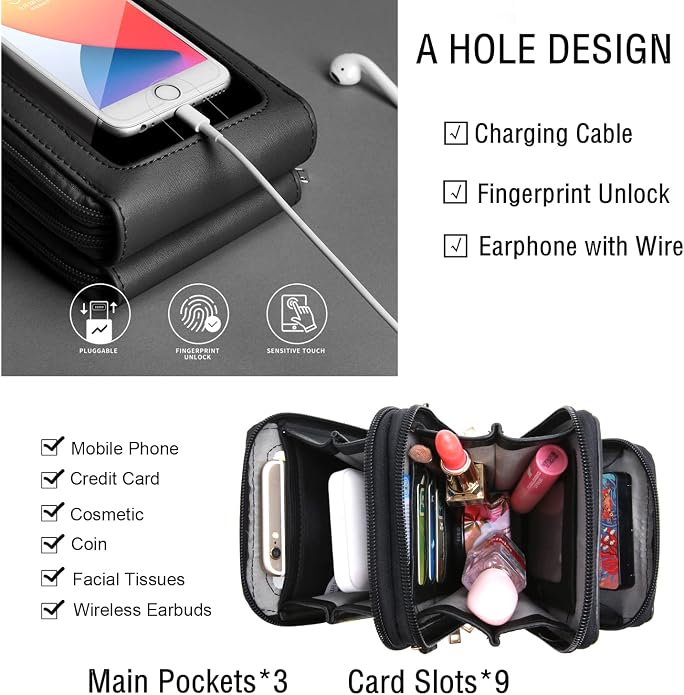 Crossbody Cellphone Purse Women Touch Screen Bag RFID Blocking Wallet Handbag - Image 2