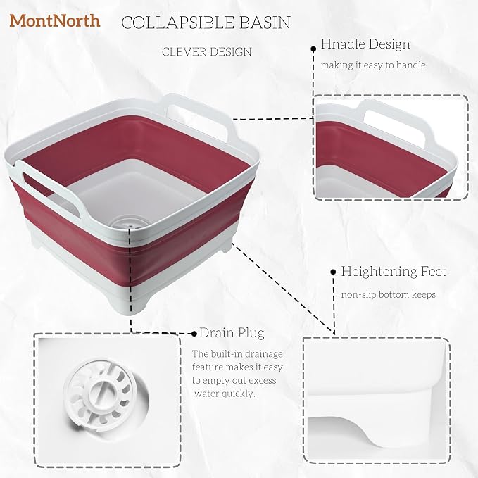Collapsible Wash Basin 9L, Foldable Dish Tub - Image 4