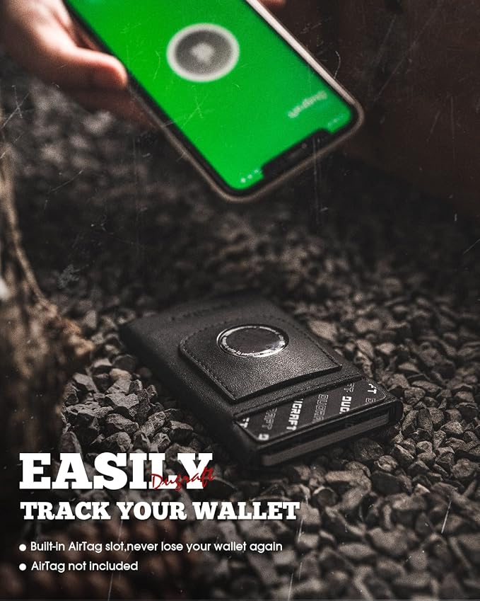 DUGRAFT Pop Up Wallet with AirTag Holder, RFID Blocking Air Tag Wallet with - Image 2