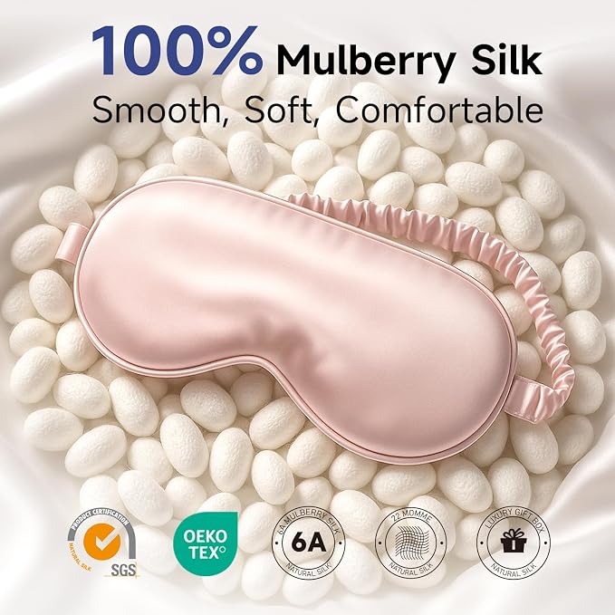 Umisleep 100% Pure Mulberry Silk Sleep Mask, 22 Momme 6A Soft & Smooth Fibers - Image 2