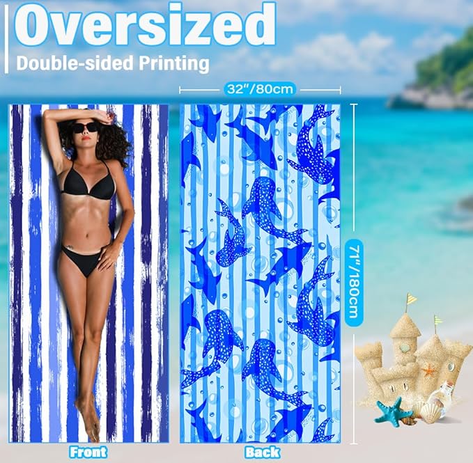Lightweight Thin Microfiber Beach Towel Sand Free Quick Dry Absorbent Compact - Image 3
