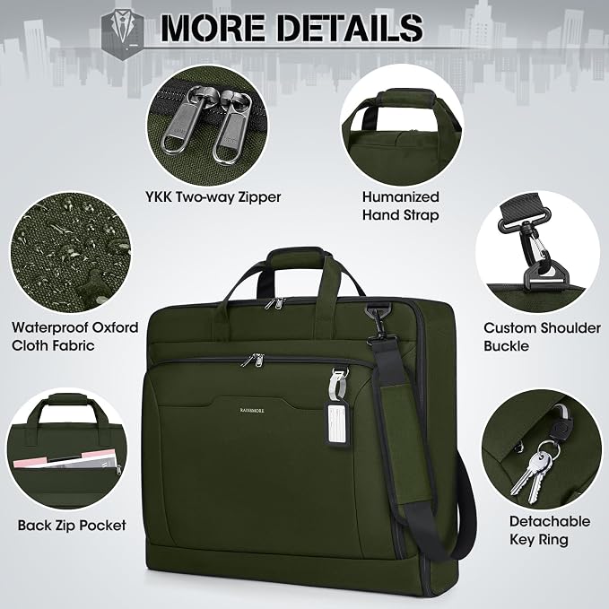 RAINSMORE Garment Bags for Travel Carry On Garment Bag for Hanging Clothes - Image 6