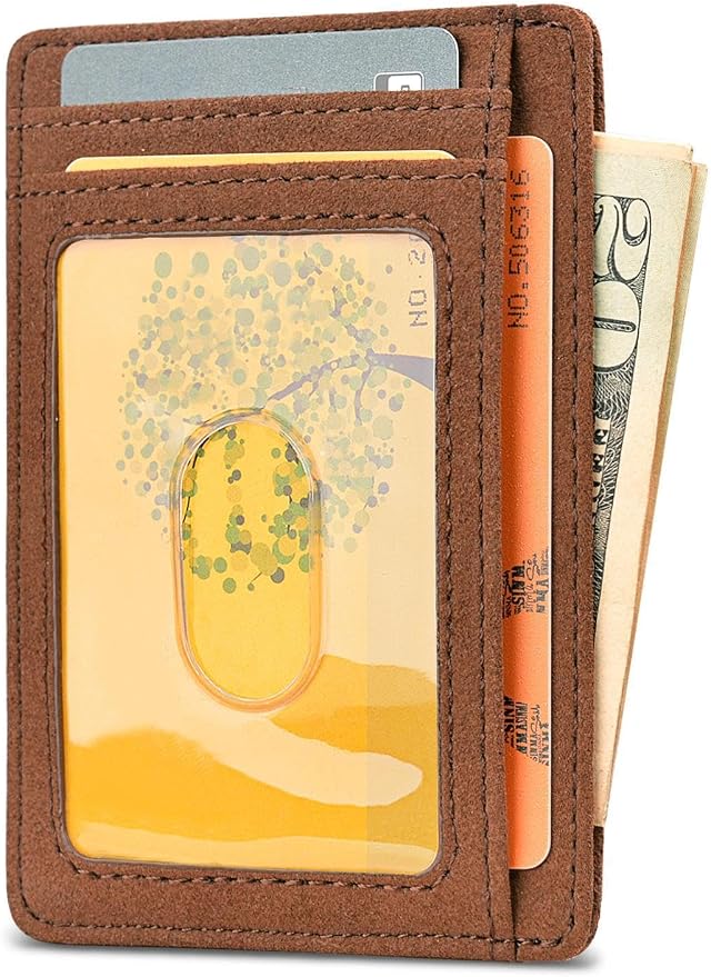 Buffway Slim Minimalist Front Pocket RFID Blocking Leather Wallets - Image 2