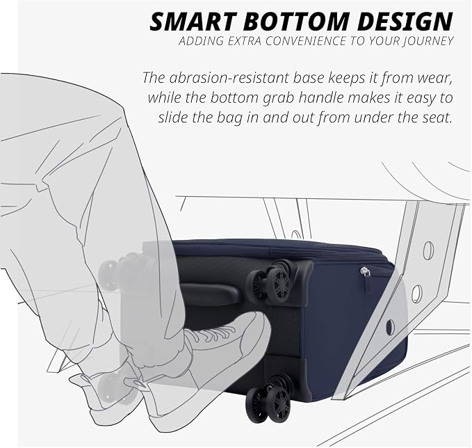 Verage Under Seat Luggage with Wheels, Softside Small Suitcase Spinner Carry On - Image 8