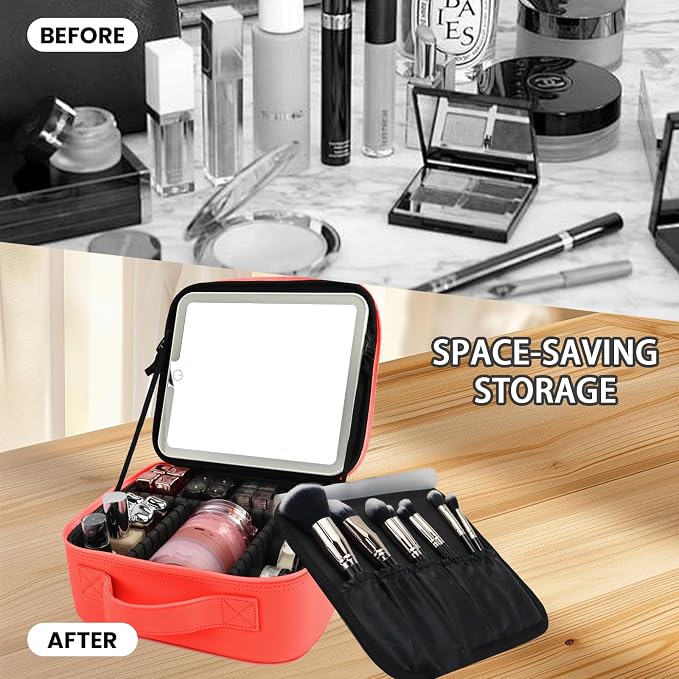 Travel Makeup Bag with LED Mirror and Light Travel Makeup Case Cosmetic - Image 6