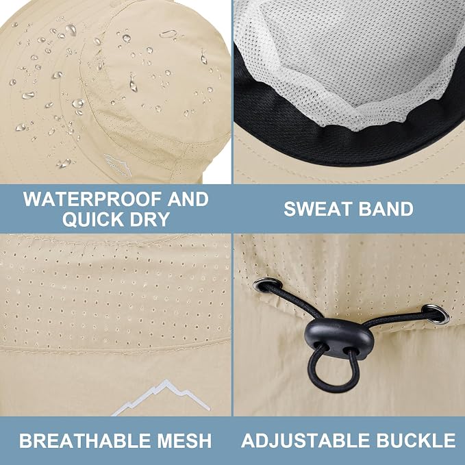 Sun Hat for Men Women with Neck Flap, UPF 50+ UV Protective Hiking Fishing Hats - Image 4