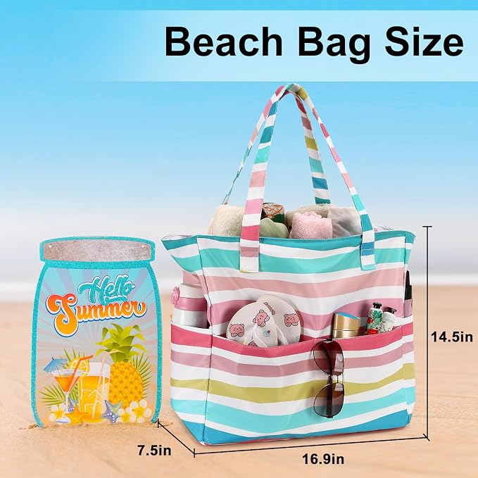 LEDAOU Beach Bag Waterproof Sandproof Women Tote Bag Pool Bag - Image 7