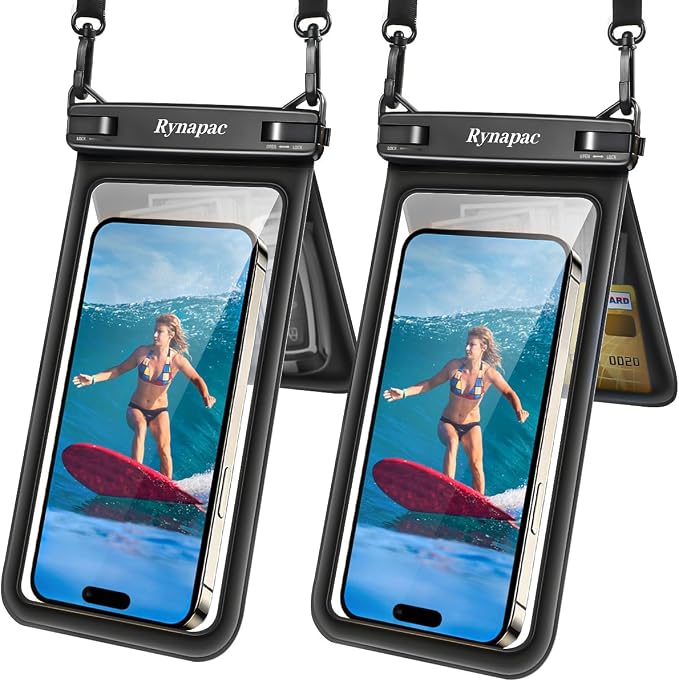Double Space Waterproof Phone Pouch, 2 Pack Waterproof Phone Case by Rynapac