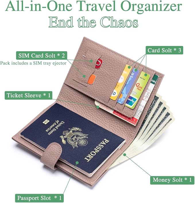 RFID Blocking Passport Holder for Travel Women – Leather Passport Holder for Men - Image 2