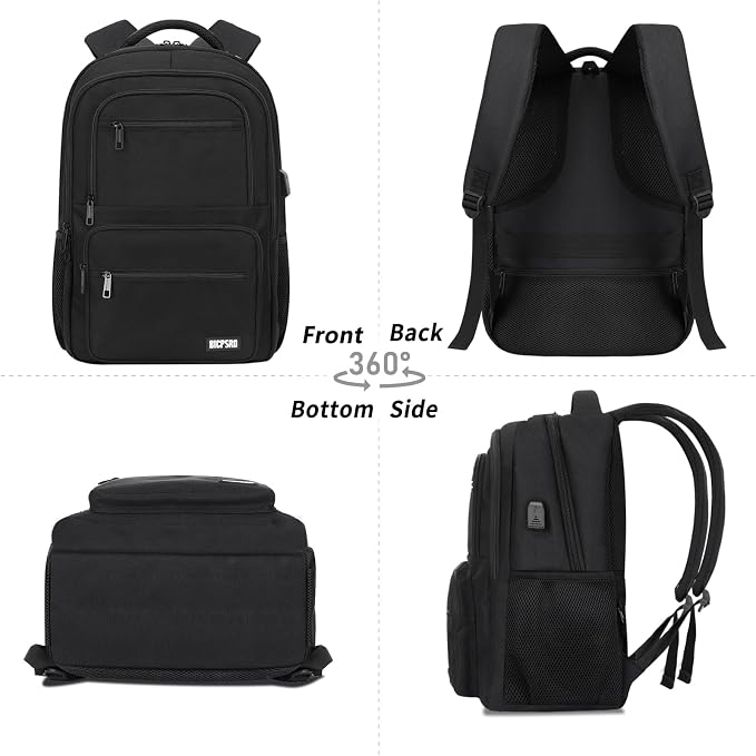 Black Backpack for Men Women, 15.6 inch Laptop Backpack for School, School - Image 7