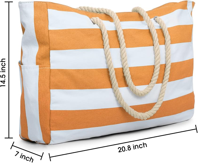 Becokan Beach Bags for Women Large Waterproof Beach Tote Bag Zipper Beach Bags - Image 4