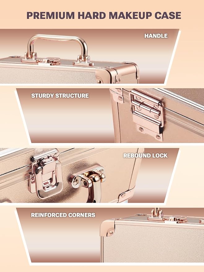 Qislee Makeup Box with A Detachable Lighted Mirror, Waterproof Travel Train Case - Image 4