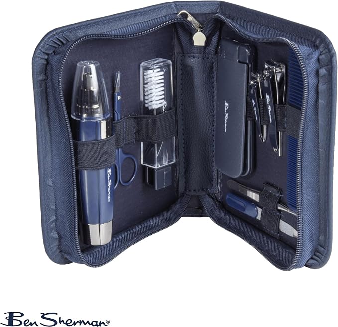 Ben Sherman Nail Clipper Set for Men, Nose Hair Trimmer, Tooth Brush, Scissors - Image 6