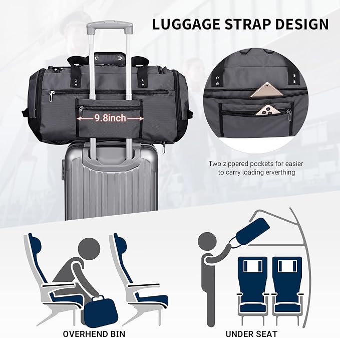 WITZMAN Travel Duffel Bags for Men Large Carry On Weekender Overnight Bag 3 in - Image 5