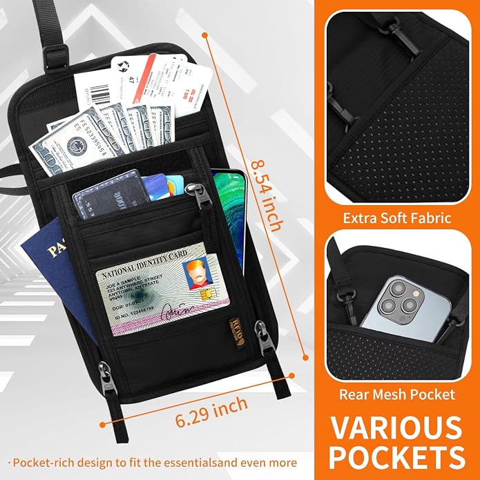Neck Wallet for Travel, Passport Holder Neck Pouch for Men Women - Image 2