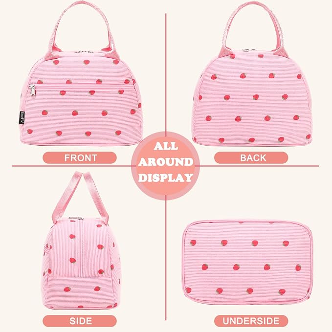 FlowFly Insulated Lunch Bag for Women – Corduroy Lunch Tote Box, Cute Cooler - Image 5