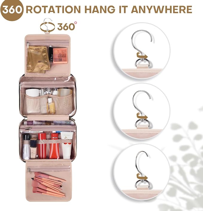 Hanging Toiletry Bag for Women Travel, 2 Sizes Large & Small Waterproof - Image 5
