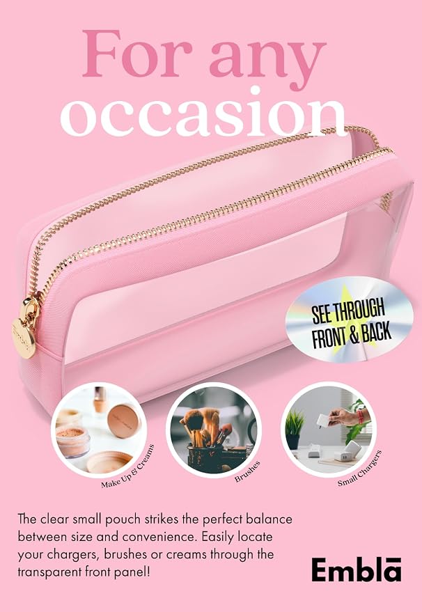 Clear Makeup Bag Zipper Pouch, Transparent Cosmetic Case Organizer, TSA - Image 4