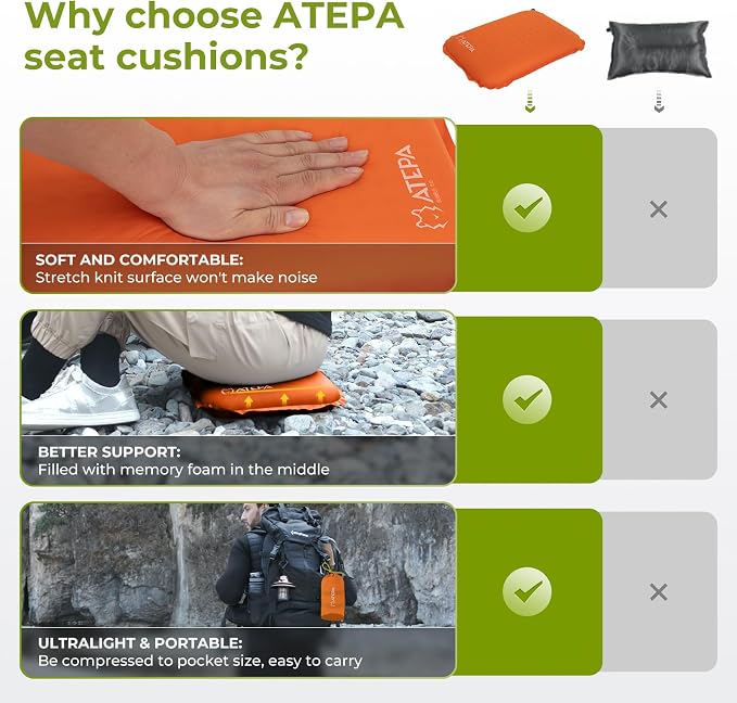 ATEPA Inflatable Stadium Seat Cushion, Self-Inflating Memory Foam Stadium Seats - Image 5