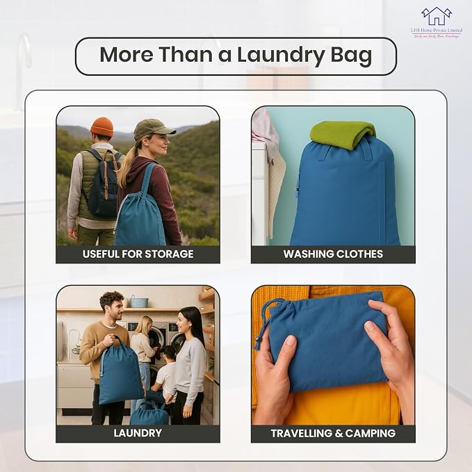 LFH Home Cotton Canvas Large Laundry Bag - Image 4