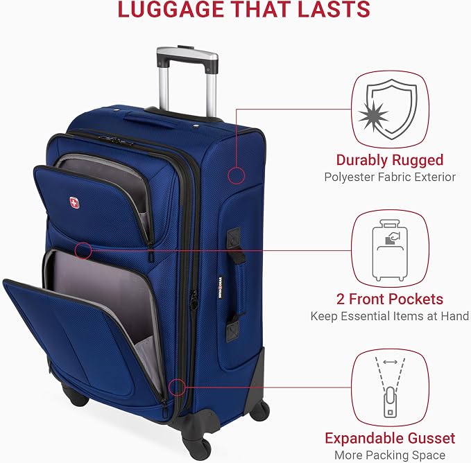 SwissGear Sion Softside Expandable Luggage, Checked-Medium 25-Inch - Image 4