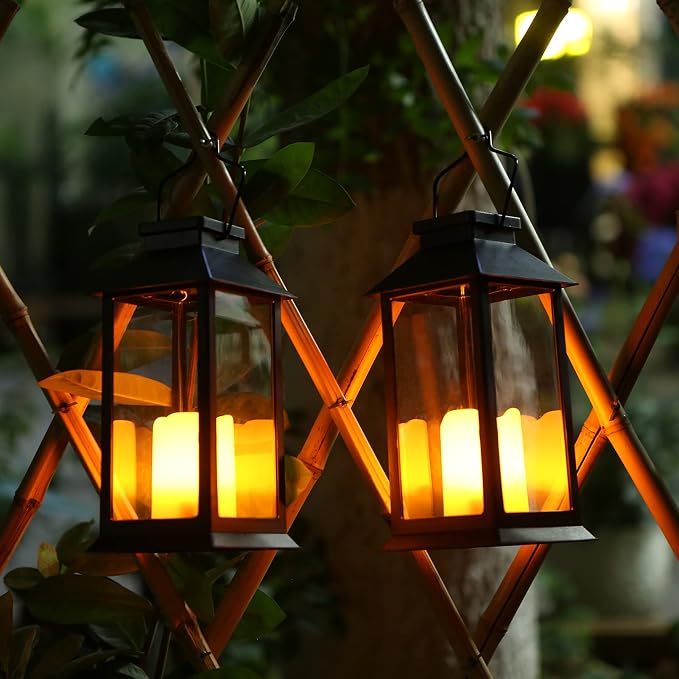 2 Pack Solar Lanterns, Outdoor Garden Hanging Lanterns, 11.8 Inch LED - Image 6