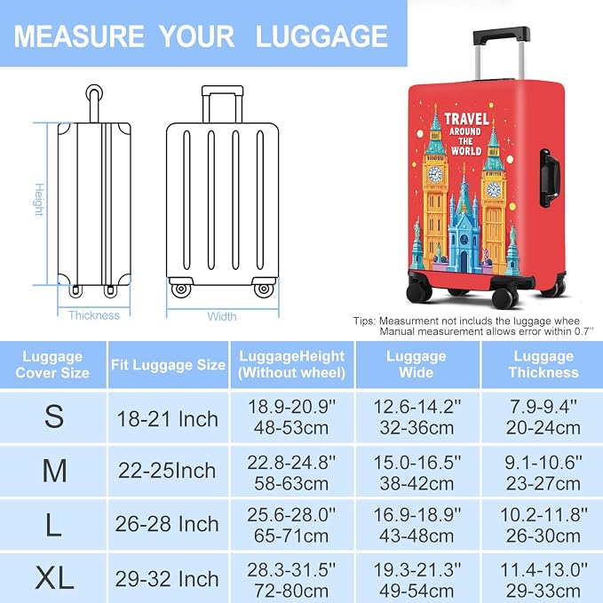 Luggage Cover Washable Suitcase Protector Anti-Scratch, Stretchable Fit - Image 7