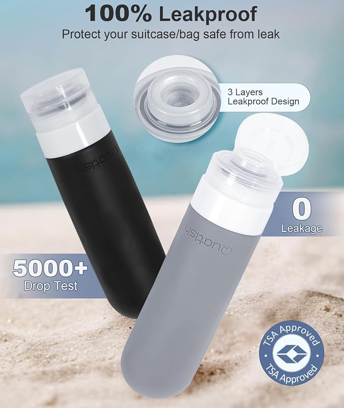 Quatish Travel Bottles for Toiletries, Original Patented Leak Proof Travel Size - Image 2