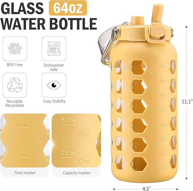 MUKOKO 64oz Glass Water Bottles - Image 3